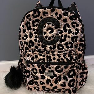 Justice Cheetah Print ‘C’ Backpack